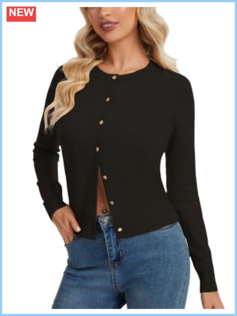 Women's Lightweight Knit Cropped Cardigan Long Sleeve Button Down Sweater